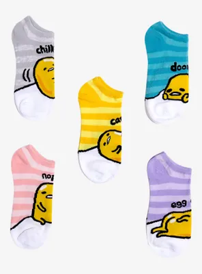 Gudetama Words Stripe No-Show Socks 5 Pair