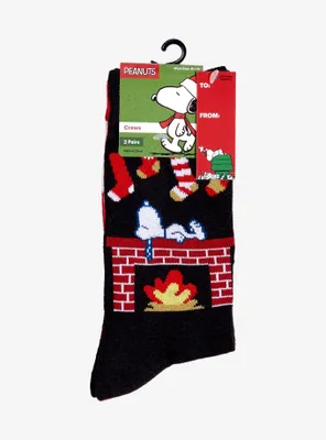 Peanuts Snoopy Holiday Decoration Crew Socks 2 Pair
