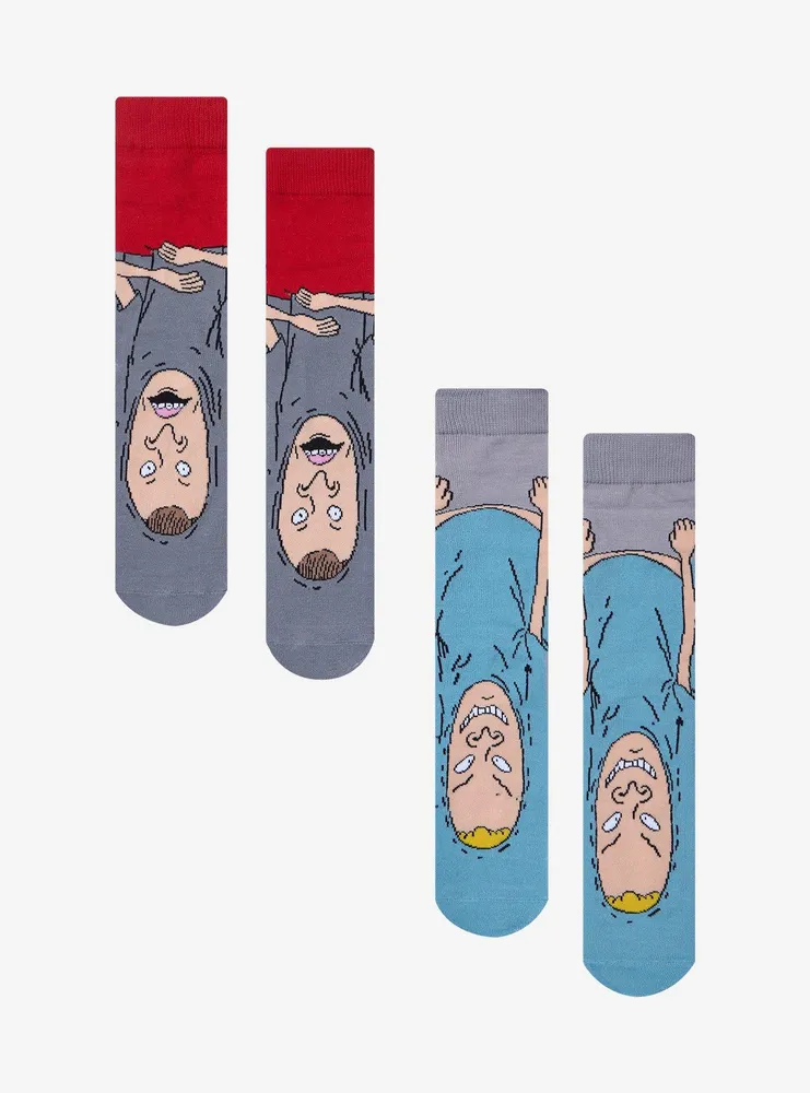 Beavis And Butt-Head Faces Crew Socks 2 Pair