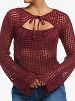 Daisy Street Burgundy Knit Girls Cami Bolero Set