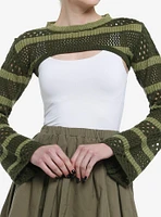 Thorn & Fable Green Stripe Bolero Girls Crop Shrug