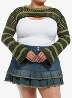 Thorn & Fable Green Stripe Bolero Girls Crop Shrug Plus