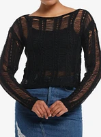 Thorn & Fable Black Destructed Girls Sweater