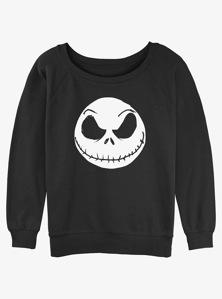 Disney Nightmare Before Christmas Big Face Jack Girls Slouchy Sweatshirt