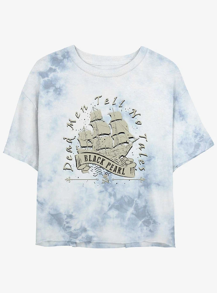 Disney Pirates Of The Caribbean Vintage Black Pearl Girls Tie-Dye Crop T-Shirt