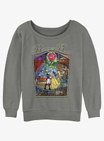 Disney Beauty And The Beast Story Stained Glass Girls Slouchy Sweatshirt