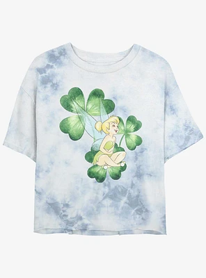 Disney Tinker Bell Clover Girls Tie-Dye Crop T-Shirt