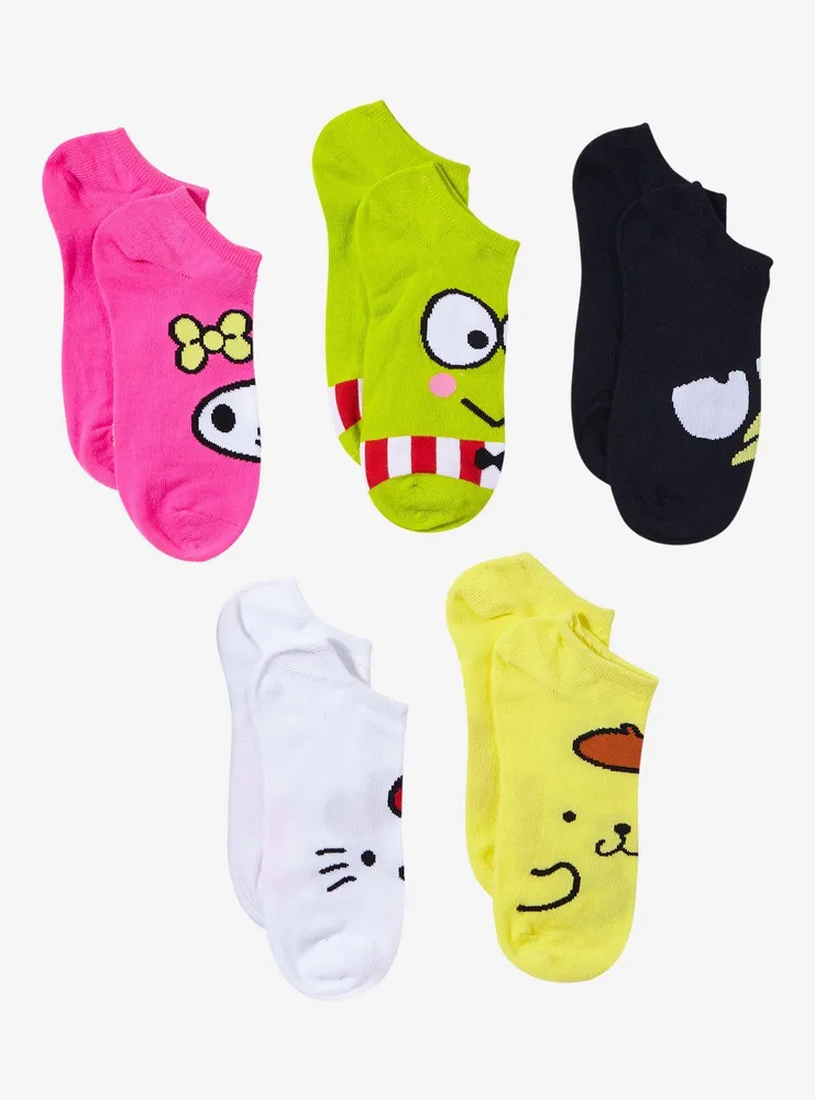 Hot Topic Hello Kitty And Friends Jumbo Face No-Show Socks 5 Pair