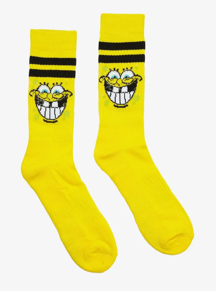 Hot Topic SpongeBob SquarePants Face Glow-In-The-Dark Crew Socks