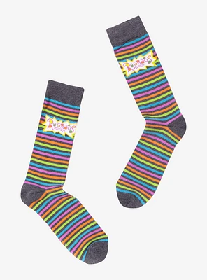Rugrats Logo Rainbow Stripe Crew Socks