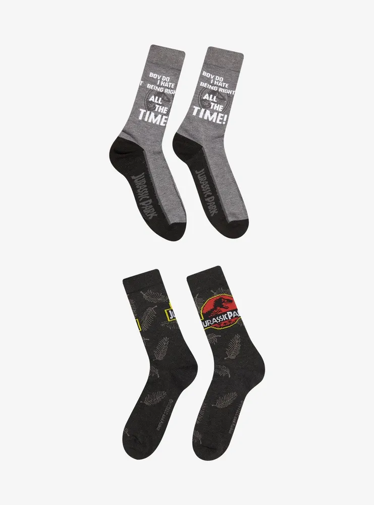 Jurassic Park Quote & Logo Crew Socks 2 Pair