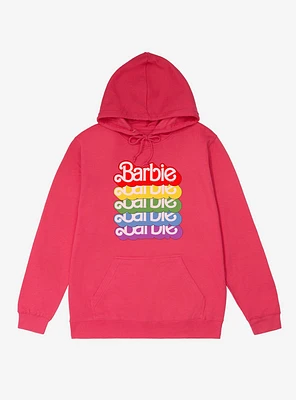 Barbie Text Rainbow Stack French Terry Hoodie