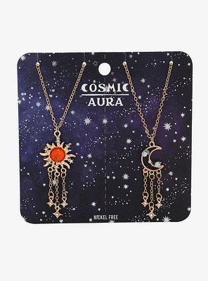Cosmic Aura Sun & Moon Star Chain Best Friend Necklace Set