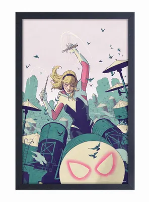 Marvel Spider-Man Gwen Drumming Framed Poster