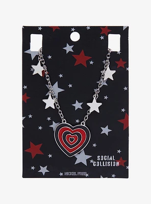 Social Collision Red & Black Heart Necklace