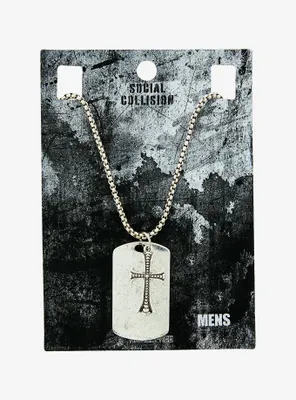 Social Collision Dog Tag & Cross Chain Necklace