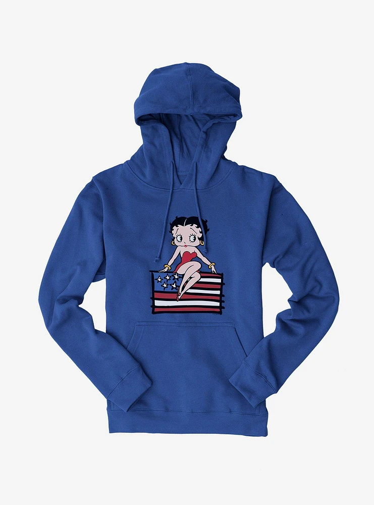 Betty Boop Sitting On Flag Hoodie