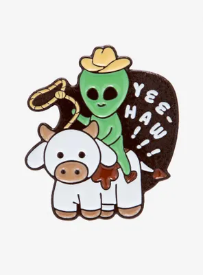Cowboy Alien Cow Enamel Pin