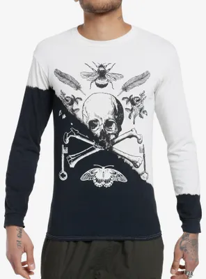 Social Collision Skull & Dark Forest Symbols Split-Dye Long-Sleeve T-Shirt