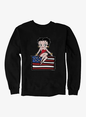 Betty Boop Sitting On Flag Sweatshirt
