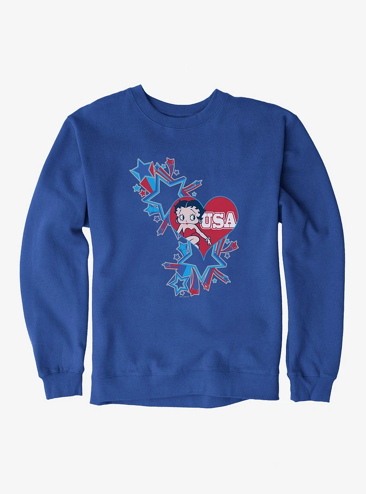 Betty Boop USA Blue Heart And Stars Sweatshirt