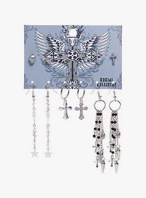 Social Collision Biker Skulls & Crosses Earring Set