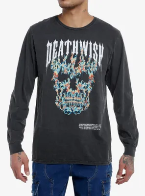 Social Collision® Death Wish Skull Flames Long-Sleeve T-Shirt