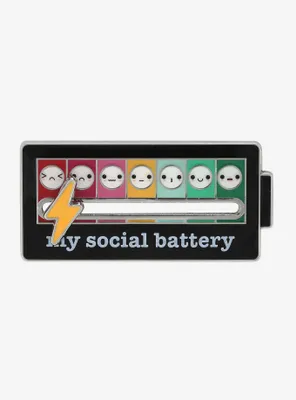 Social Battery Sliding Enamel Pin