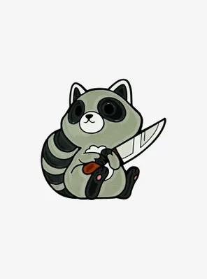 Raccoon With Knife Enamel Pin