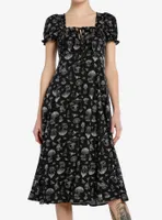 Thorn & Fable Black Grey Mushroom Puff Sleeve Maxi Dress