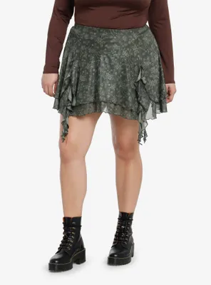 Thorn & Fable Skeleton Fairy Ruffle Mini Skirt Plus