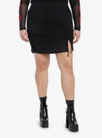 Cosmic Aura Black Ruched Mini Skirt Plus