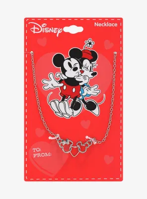 Disney Mickey & Minnie Mouse Silhouette Heart Necklace - BoxLunch Exclusive