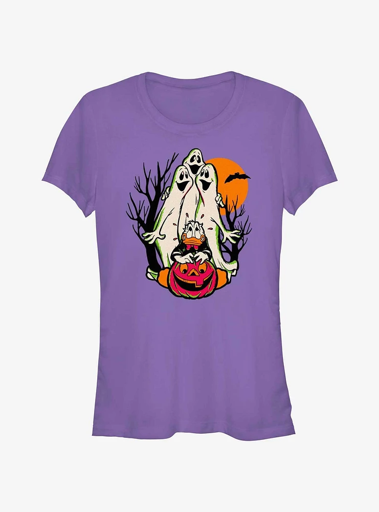 Disney100 Halloween Spooky Ghosts Scared Donald Girls T-Shirt