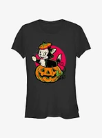 Disney100 Halloween Pinocchio Figaro Inside A Pumpkin Girls T-Shirt