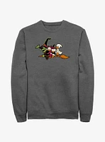 Disney100 Halloween Huey Dewey and Louie Flying Witch's Broom Sweatshirt