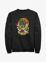 Disney100 Halloween Mickey Goofy And Donald Haunted House Sweatshirt