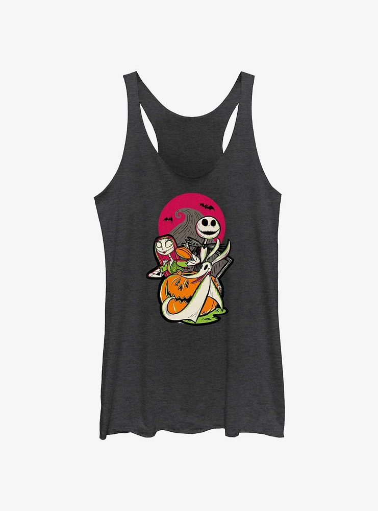 Disney100 Halloween The Nightmare Before Christmas Sally Jack And Zero Girls Tank Top