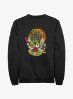 Disney100 Halloween Mickey Goofy and Donald Haunted House Sweatshirt