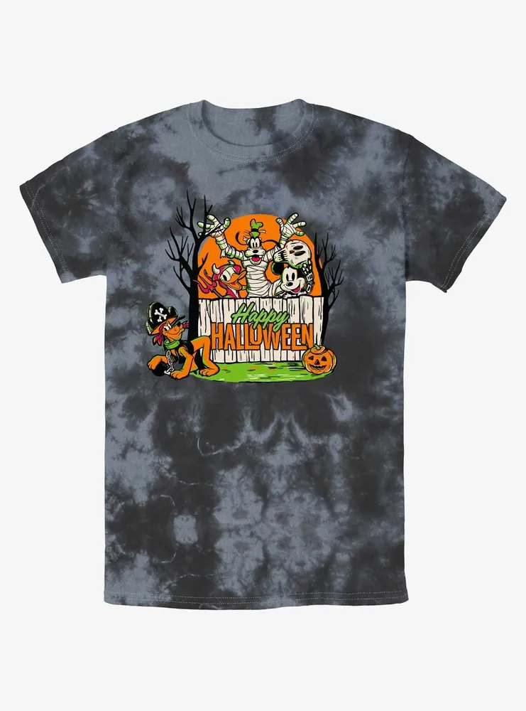 Disney100 Halloween Mickey Mouse Group Tie-Dye T-Shirt