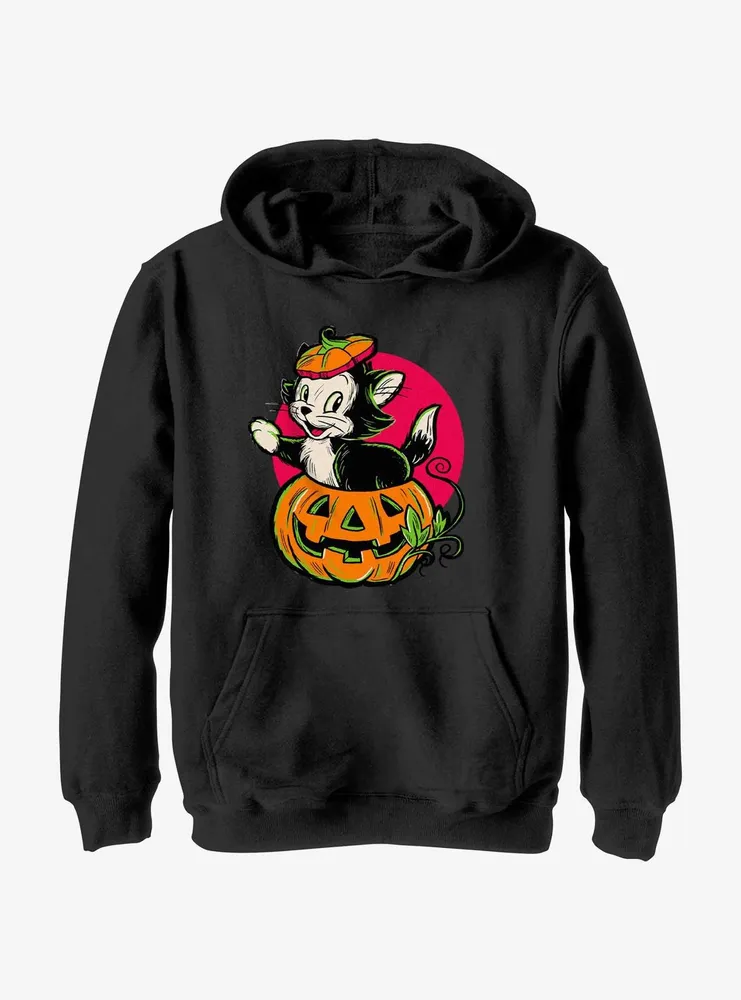 Disney100 Halloween Figaro Inside A Pumpkin Youth Hoodie