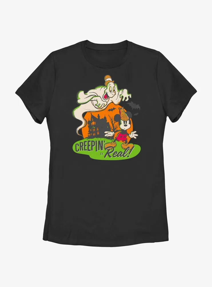 Disney100 Halloween Mickey Mouse Creepin' It Real Women's T-Shirt