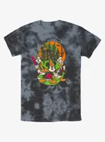 Disney100 Halloween Mickey Goofy and Donald Haunted House Tie-Dye T-Shirt