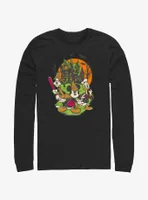 Disney100 Halloween Mickey Goofy and Donald Haunted House Long-Sleeve T-Shirt