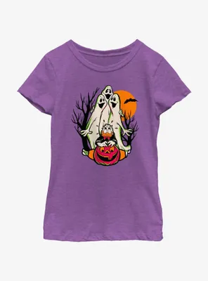 Disney100 Halloween Spooky Ghosts Scared Donald Youth Girl's T-Shirt
