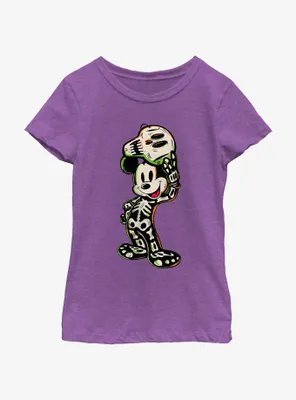 Disney100 Halloween Mickey Mouse Skeleton Youth Girl's T-Shirt