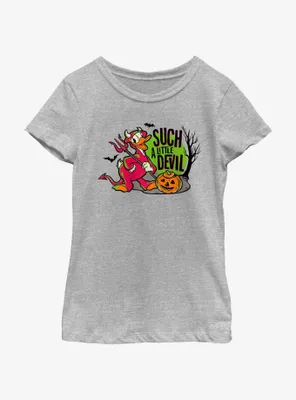 Disney100 Halloween Devil Duck Youth Girl's T-Shirt