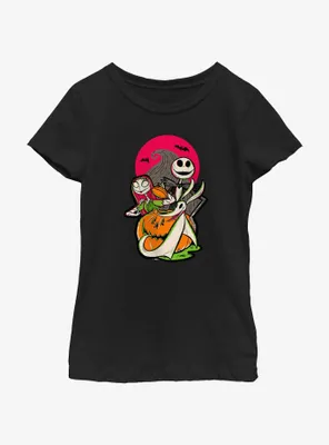 Disney100 Halloween Happy Sally Jack and Zero Youth Girl's T-Shirt