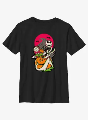 Disney100 Halloween Happy Sally Jack and Zero Youth T-Shirt