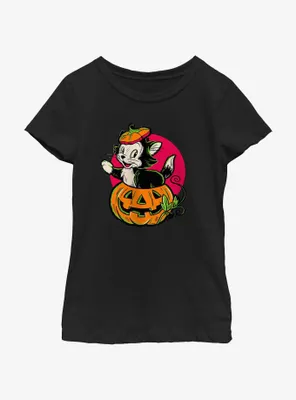 Disney100 Halloween Figaro Inside A Pumpkin Youth Girl's T-Shirt